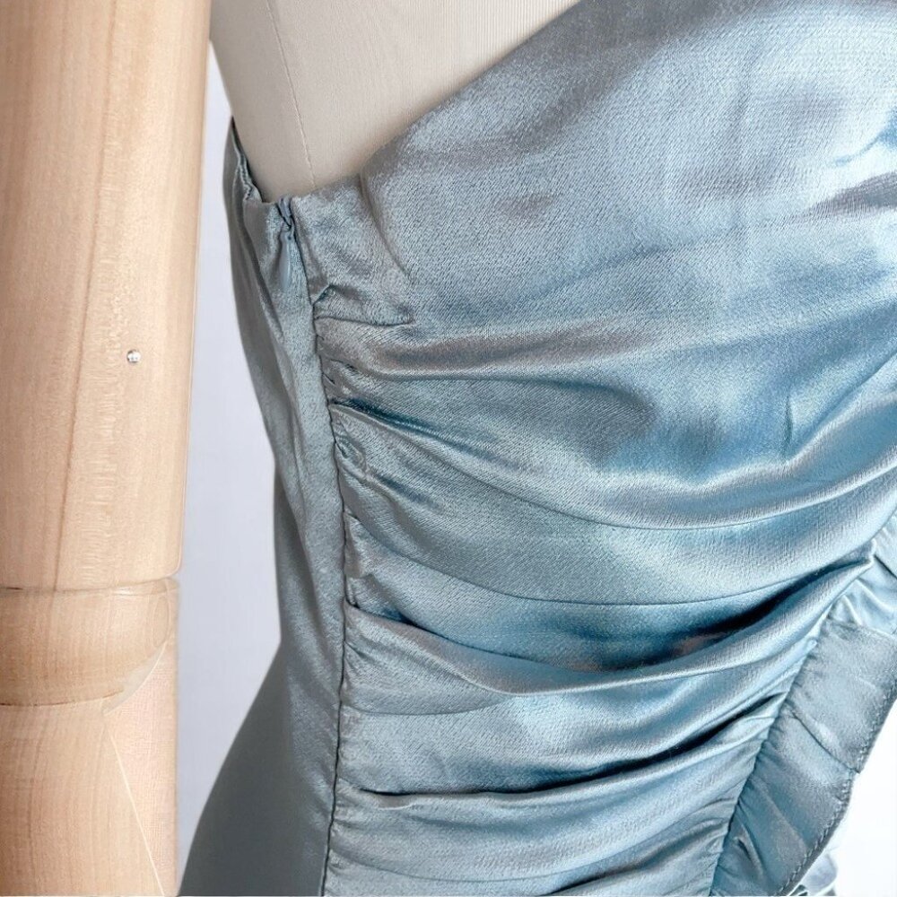 NWT Elliatt Satin Ruched Julianne Dress in Stoneblue - Picture 7 of 10